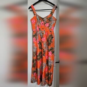 Tropical Orange Floral Dress